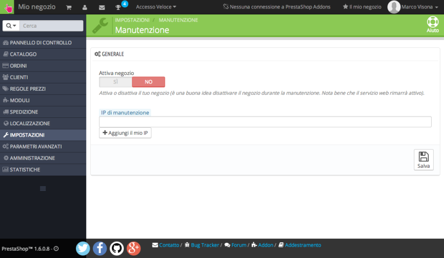 Prestashop modalità manutenzione